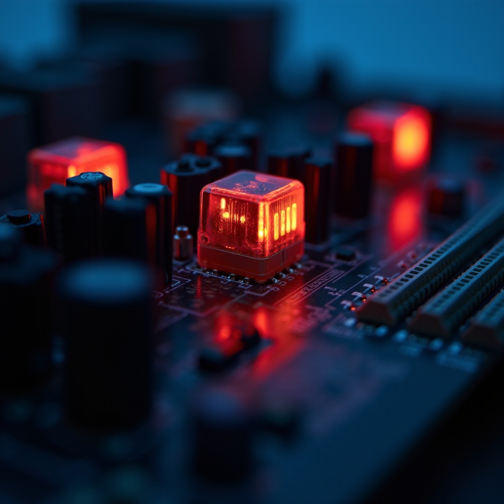 マザーボードの黄色と赤のライト