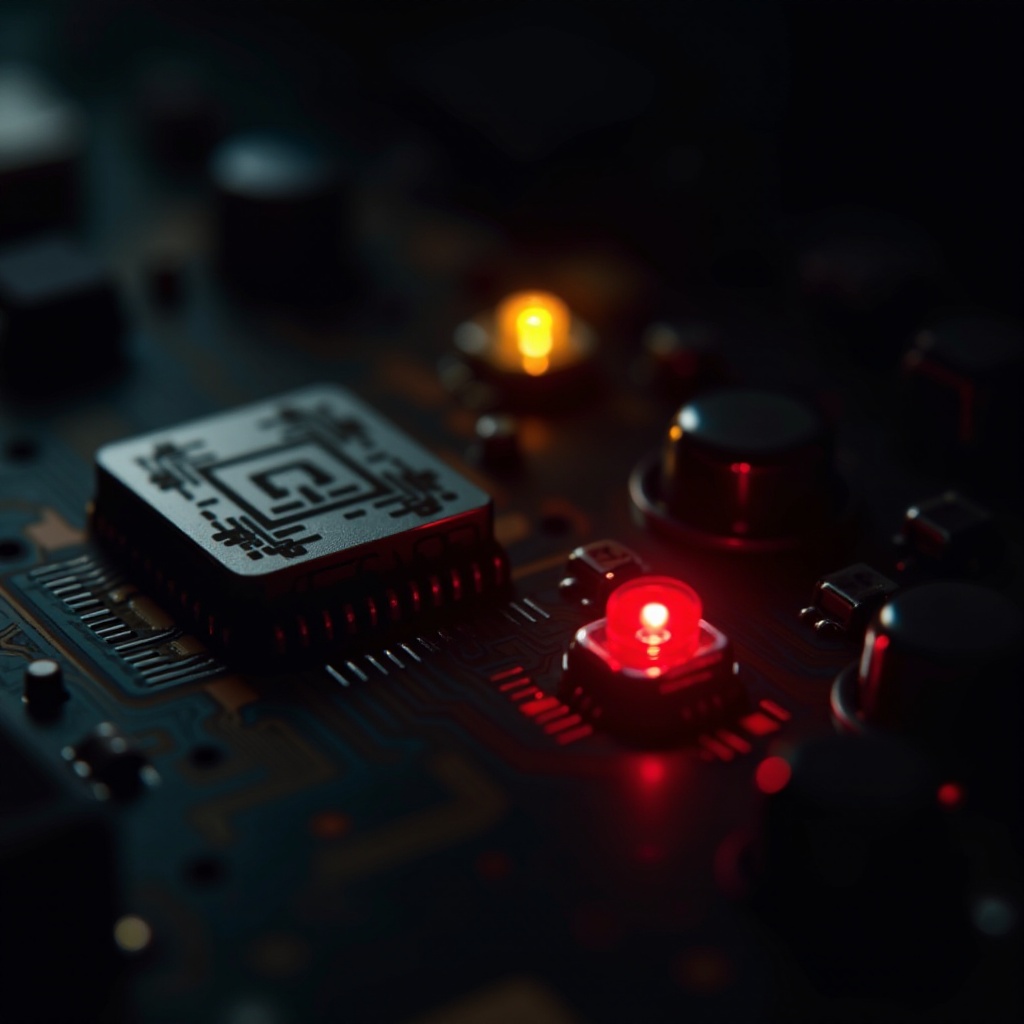 желтый и красный свет на материнской плате